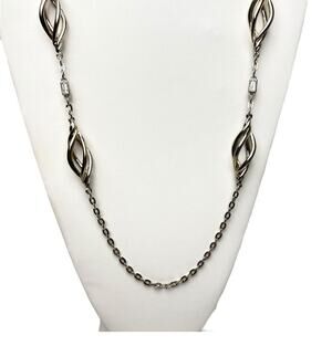 White House Black Market Necklace WHBM Clear Baguette Twisted Gold Tone Station